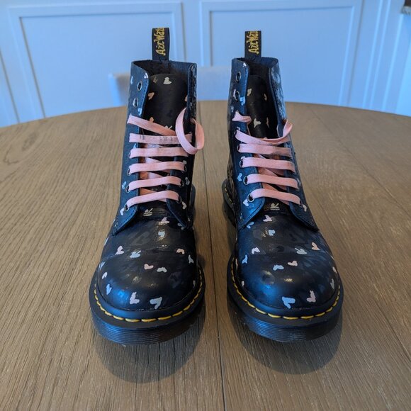 Dr. Martens 1460 Pascal Leather Wild Heart Printed Lace Up Boots - Picture 3 of 7